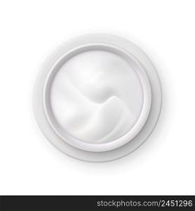White nourishing cream in opened jar top view realistic image of skin care cosmetics product vector illustration . Cosmetics Cream Jar Top Realistic
