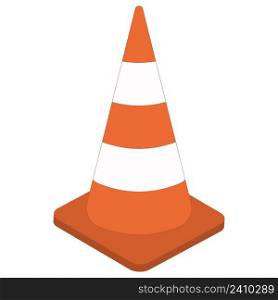 White orange traffic cone 3d sign, vector cone cartoon traffic control