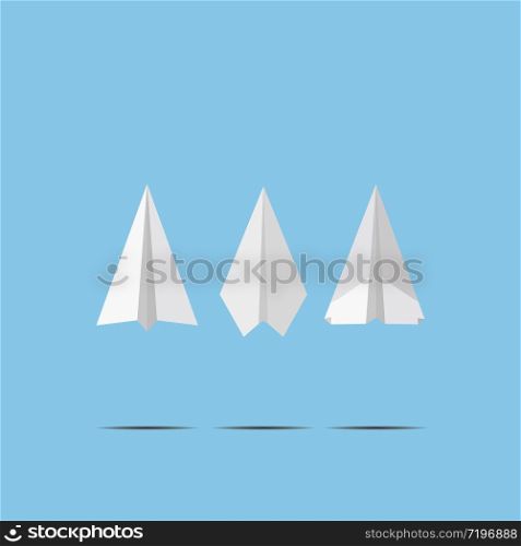White Paper airplanes background. Craft design origami style, simply vector graphic illustration for design,icon, logo, background