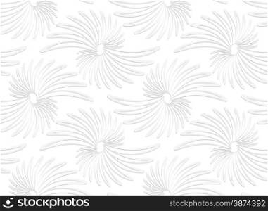 White paper background. Seamless patter with cut out paper effect. Realistic shadow creates 3D modern texture.Paper white abstract daisy flowers.