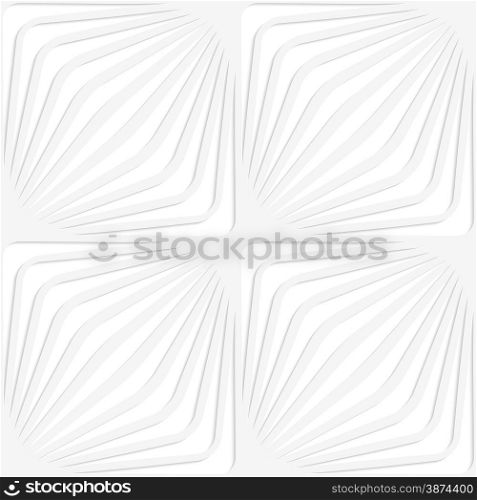 White paper background. Seamless patter with cut out paper effect. Realistic shadow creates 3D modern texture.Paper white diagonally striped squares.