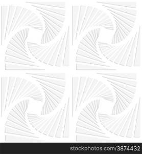 White paper background. Seamless patter with cut out paper effect. Realistic shadow creates 3D modern texture.Paper white squares split and swirled.