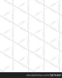 White paper background. Seamless patter with cut out paper effect. Realistic shadow creates 3D modern texture.Paper white clubs forming triangles.