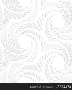 White paper background. Seamless patter with cut out paper effect. Realistic shadow creates 3D modern texture.Paper white hexagons with swirled texture.