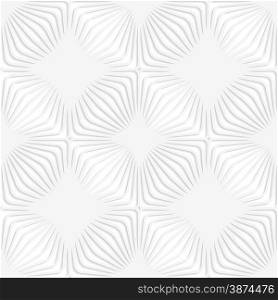 White paper background. Seamless patter with cut out paper effect. Realistic shadow creates 3D modern texture.Paper white perforated stripes forming squares.