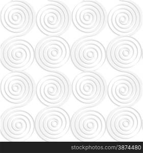 White paper background. Seamless patter with cut out paper effect. Realistic shadow creates 3D modern texture.Paper white vertical merging spirals.