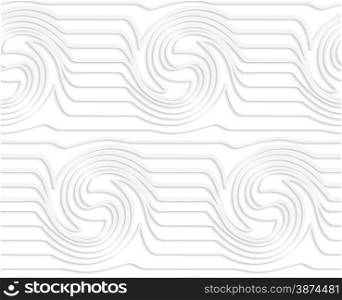 White paper background. Seamless patter with cut out paper effect. Realistic shadow creates 3D modern texture.Paper white waves with swirls.