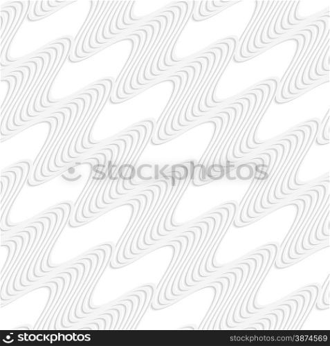 White paper background. Seamless patter with cut out paper effect. Realistic shadow creates 3D modern texture.Paper white diagonal striped waves.
