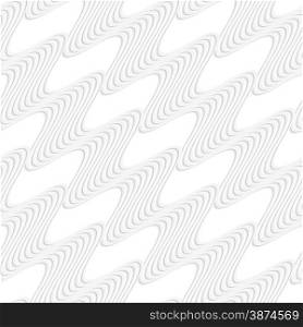 White paper background. Seamless patter with cut out paper effect. Realistic shadow creates 3D modern texture.Paper white diagonal striped waves.