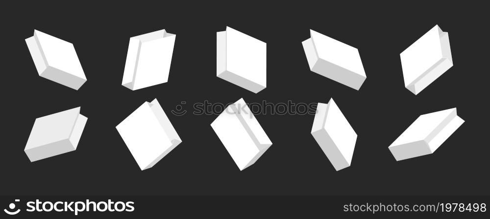 White paper bag collection with different views and angles