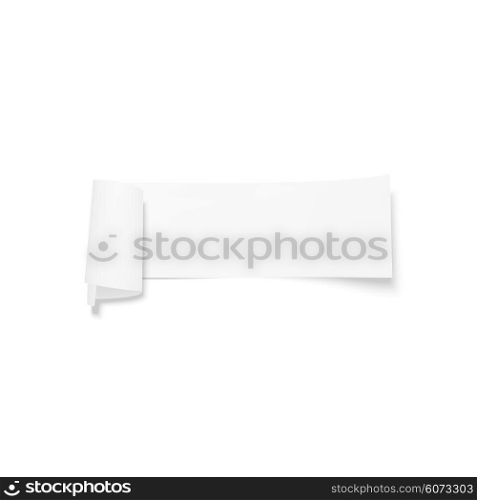 White paper banner, vector ribbon with shadow isolated on white.