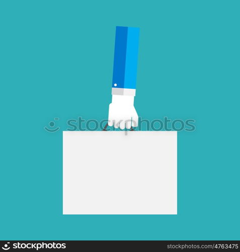 White paper blank in the hand. Vector Illustration. EPS10. White paper blank in the hand. Vector Illustration.