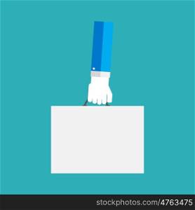 White paper blank in the hand. Vector Illustration. EPS10. White paper blank in the hand. Vector Illustration.