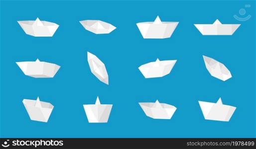 White paper boat collection with different views and angles