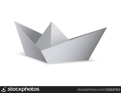White paper boat folded origami concept