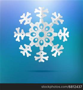 White paper christmas snowflake on a blue background. + EPS8 vector file