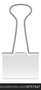White paper clip. Metallic realistic binder tool isolated on white background. White paper clip. Metallic realistic binder tool