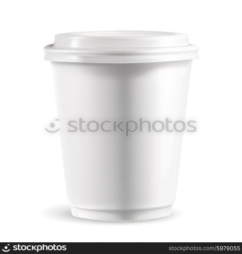 White paper cup with lid, detailed vector illustration
