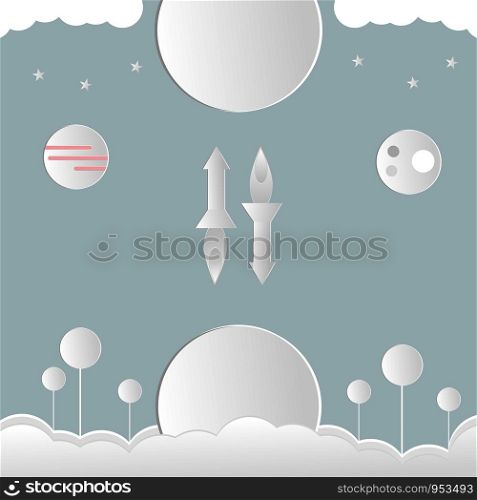 White paper cut art of Startup project concept on Gray grounds. Business flat design vector illustration.