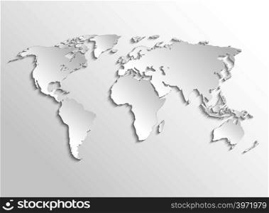 White paper earth 3d map. Vector template for business infographic. World template map with ocean and continent illustration. White paper earth 3d map. Vector template for business infographic