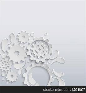 White paper gears and cogs background.vector