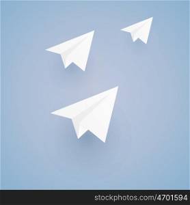 White paper plane. Vector illustration