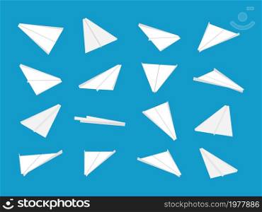 White paper planes collection with different views and angles