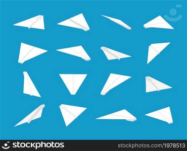 White paper planes collection with different views and angles