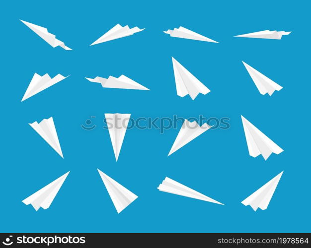 White paper planes collection with different views and angles