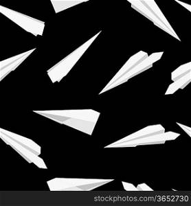 White Paper planes, seamless wallpaper, vector illustration