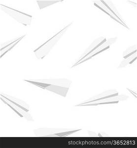 White Paper planes, seamless wallpaper, vector illustration