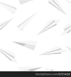 White Paper planes, seamless wallpaper, vector illustration&#xA;