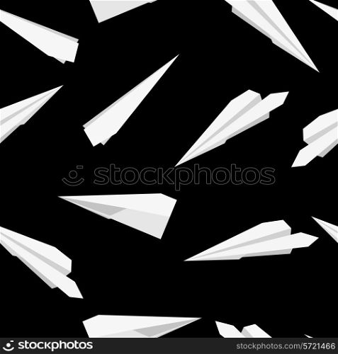 White Paper planes, seamless wallpaper, vector illustration&#xA;