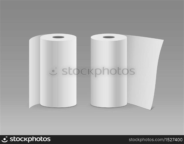 White paper roll long vertical design two roll ,on gray background, vector illustration