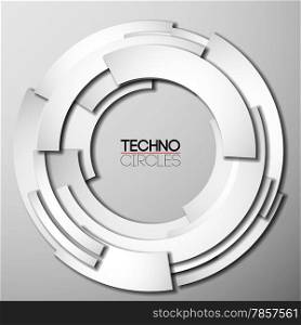 White paper tech circle frame with shadow