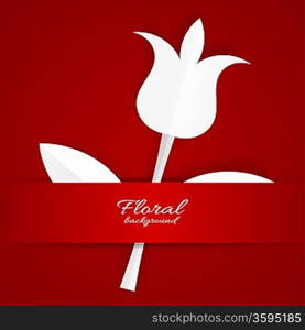 White paper Tulip on red background