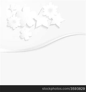 White paper with white flowers and a wave