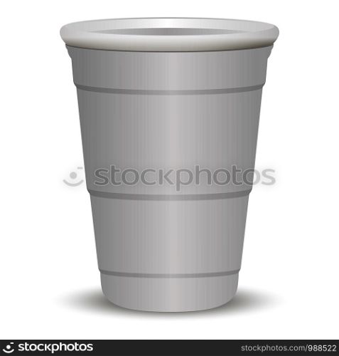 White party cup realistic 3d vector illustration. Disposable plastic or paper container mockup for drinks and fun games isolated on white background.. White party cup realistic 3d vector illustration