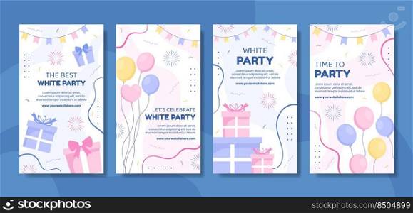 White Party Social Media Stories Template Hand Drawn Cartoon Background Vector Illustration