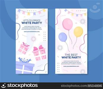White Party Vertical Banner Template Hand Drawn Cartoon Background Vector Illustration