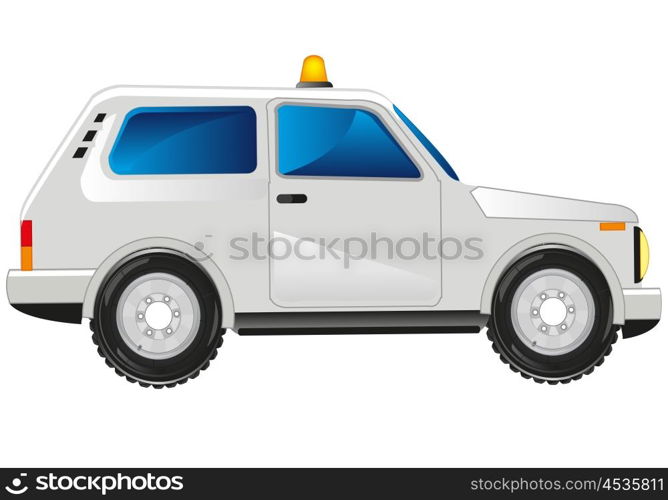 White passenger car. Passenger car dune buggy on white background is insulated