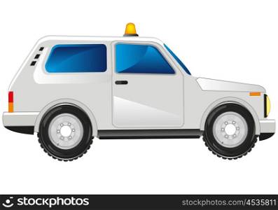 White passenger car. Passenger car dune buggy on white background is insulated