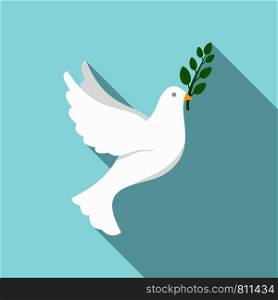 White peace pigeon icon. Flat illustration of white peace pigeon vector icon for web design. White peace pigeon icon, flat style