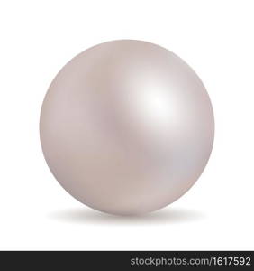 White pearl. Silver sphere of pearl. Shiny jewel necklace from shell. Realistic rose pearl. Luxury ball of oyster isolated on white background. Single round icon for beautiful gift. Vector.. White pearl. Silver sphere of pearl. Shiny jewel necklace from shell. Realistic rose pearl. Luxury ball of oyster isolated on white background. Single round icon for beautiful gift. Vector