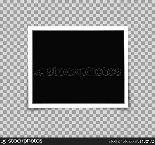 White photo frame picture in mockup style. Photo frame template on transparent background for photograph, scrapbook, memories. Template paper photo picture with emty place. vector illustration eps10. White photo frame picture in mockup style. Photo frame template on transparent background for photograph, scrapbook, memories. Template paper photo picture with emty place. vector eps10