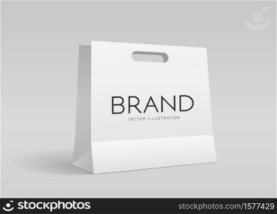 White Piercing bag paper bag, mock up design template on gray background, Eps 10 vector illustration