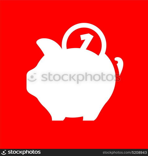 White piggy bank. White piggy bank on a red square