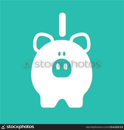 White piggy bank. White piggy bank on a turquoise square