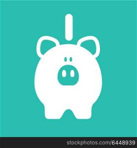 White piggy bank. White piggy bank on a turquoise square