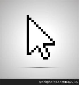 White pixelated computer arrow cursor, simple icon with shadow